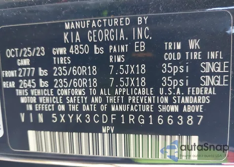 2024 Kia Sportage Ex z USA, uszkodzony, nr VIN 5XYK3CDF1RG166387